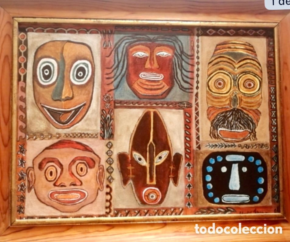 Arte: M&aacute;scaras africanas. Acr&iacute;lico. - Foto 1