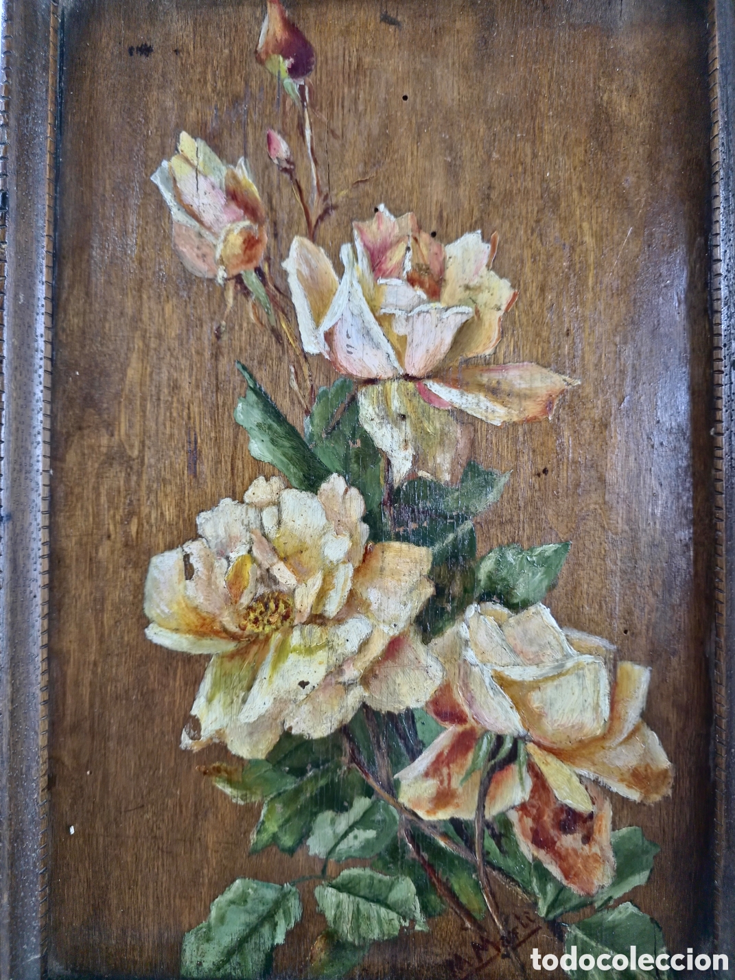 Arte: Bodeg&oacute;n de Rosas Firmado M. Mart&iacute; - Foto 1