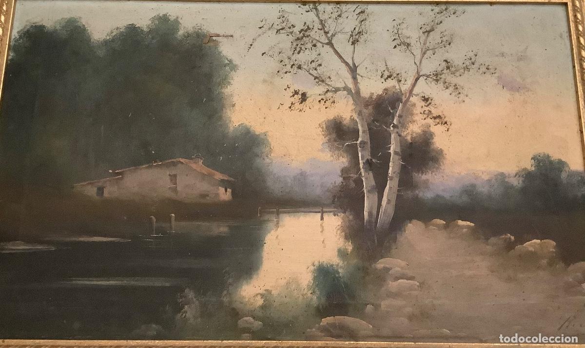 Arte: CUADRO AL OLI&Oacute; PAISAJE FIRMADO POR R&Iacute;OS