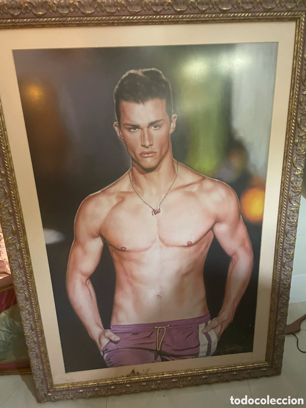 Arte: retrato masculino cera sobre papel. ENVIO SIN MARCO