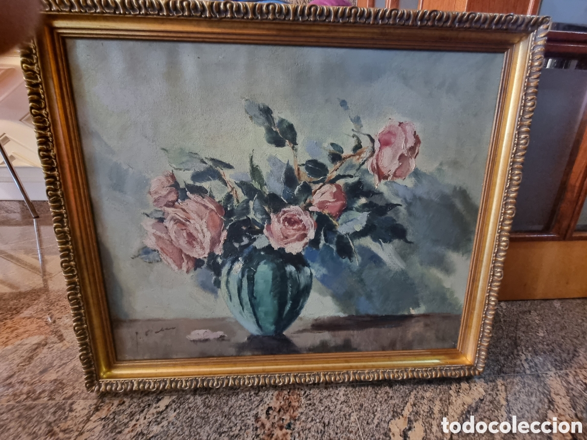 Arte: Bodegon flores antiguo - Foto 2