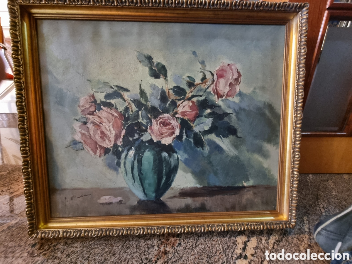 Arte: Bodegon flores antiguo - Foto 1