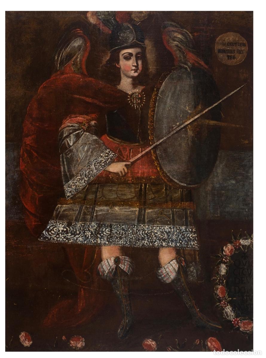 Arte: Cuadro colonial, arcangel , oleo/lienzo - Foto 1