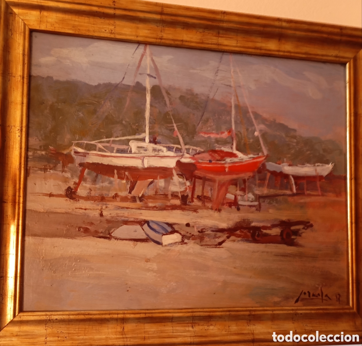 Art: Pintura gallega (combarro) &oacute;leo del pintor V&iacute;ctor Manuel Corcoba Conde (Pontevedra 1948-2019)