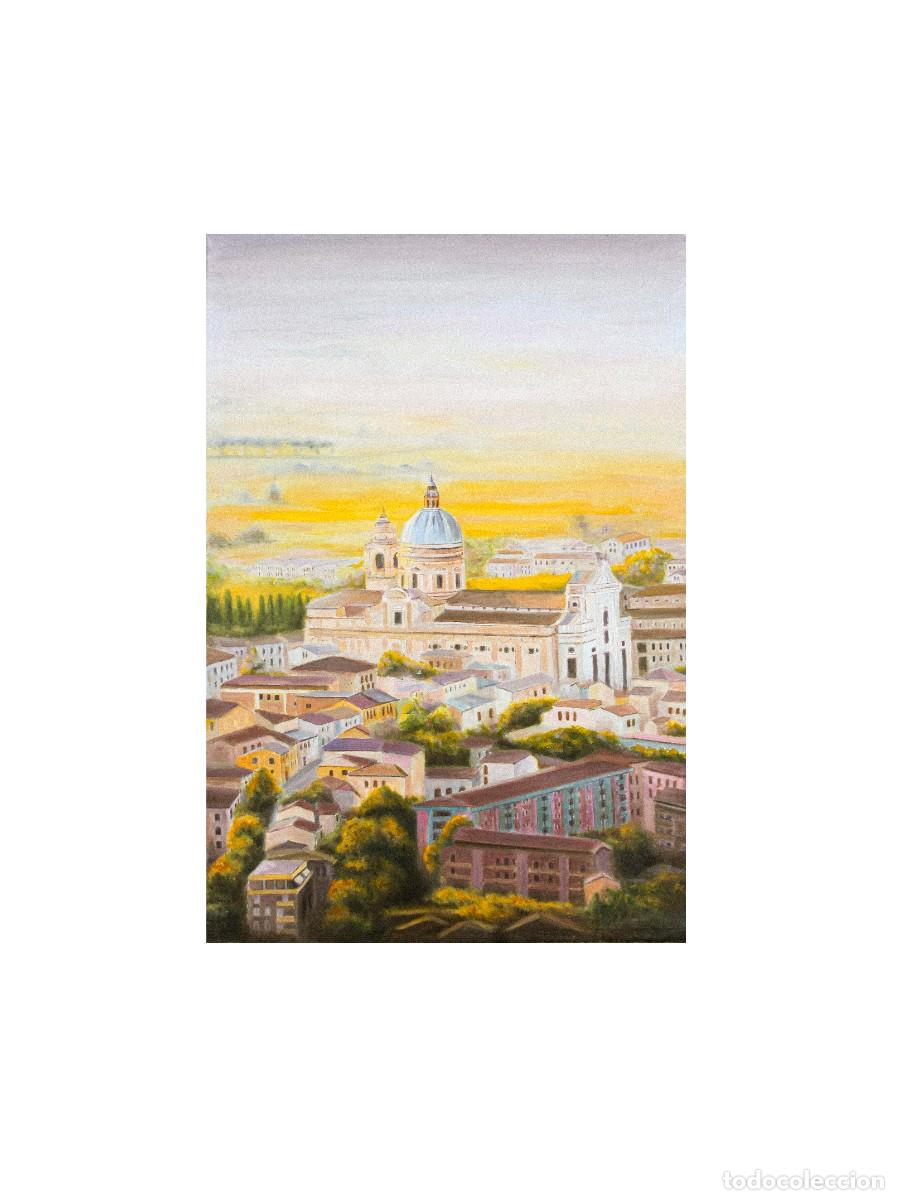 Kunst: &Ograve;leo del pueblo de As&iacute;s en Italia. Cuadro de paisaje. Paisaje al &oacute;leo. As&iacute;s pintado al &oacute;leo.