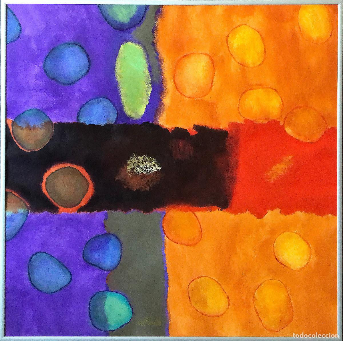 Arte: CUADRO ABSTRACTO: COMPOSICION EN NARANJA Y VIOLETA - Foto 1