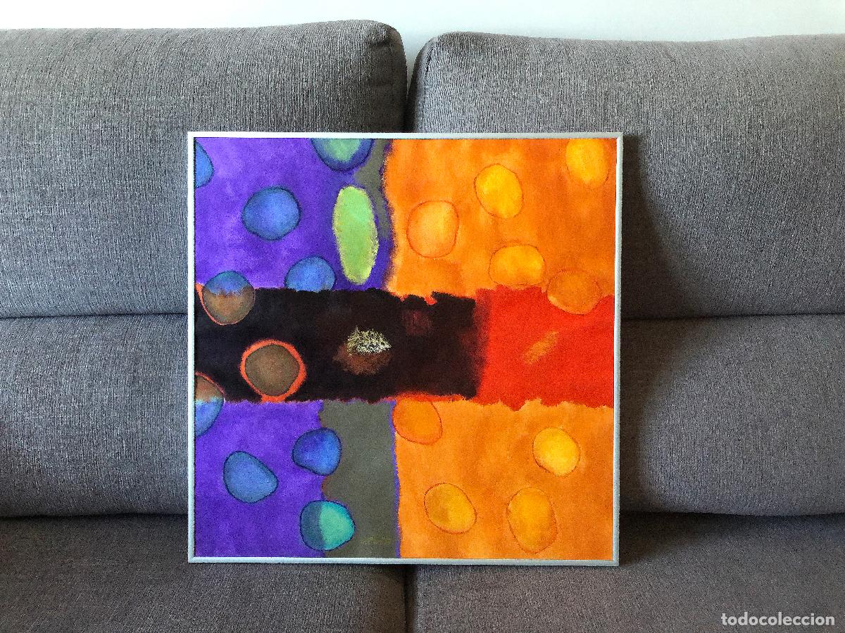 Arte: CUADRO ABSTRACTO: COMPOSICION EN NARANJA Y VIOLETA - Foto 2