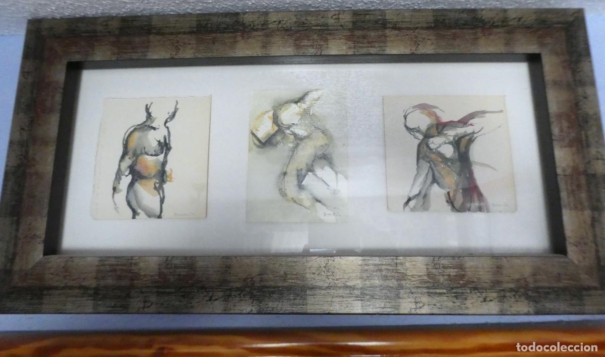 Arte: 3 Oleos de Dami&aacute; Diaz en un marco - Foto 1