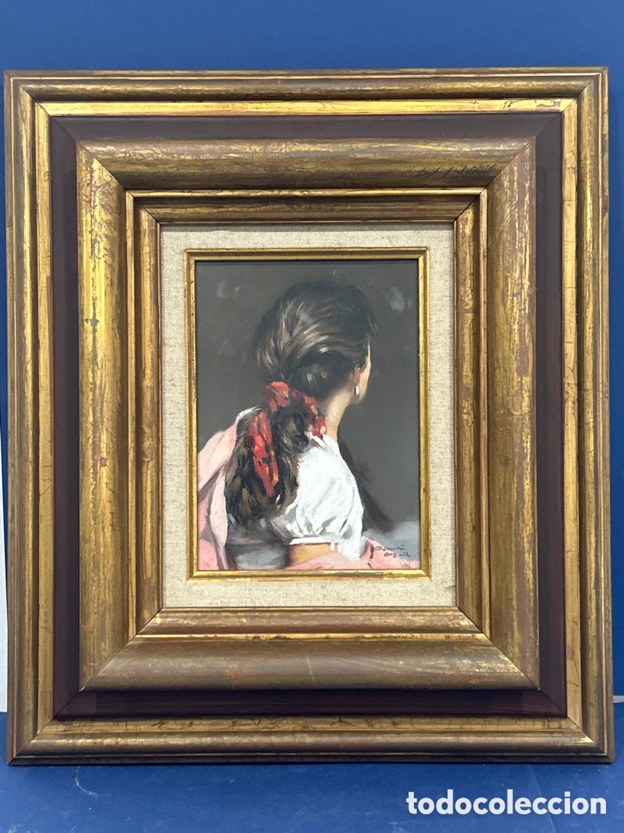 Arte: GERM&Aacute;N ARACIL RETRATO CHICA JOVEN DE ESPALDAS, PINTOR ALICANTINO ALCOYANO *VER FOTOS*