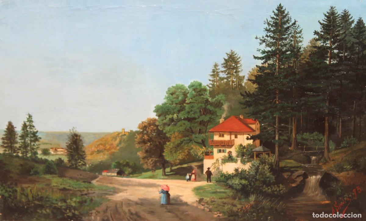 Arte: FIRMADO A. SENDRA. OLEO SOBRE TELA FECHADO DEL AÑO 1893. PAISAJE CON FIGURAS