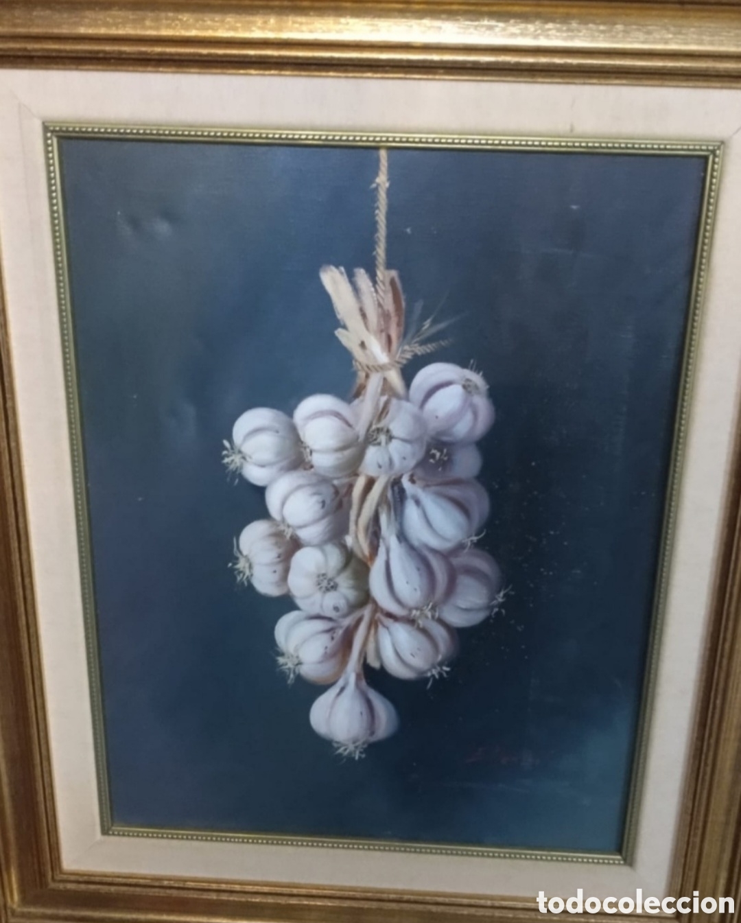 Arte: Oleo de autor E. MONTES, Ristra de ajos - Foto 2