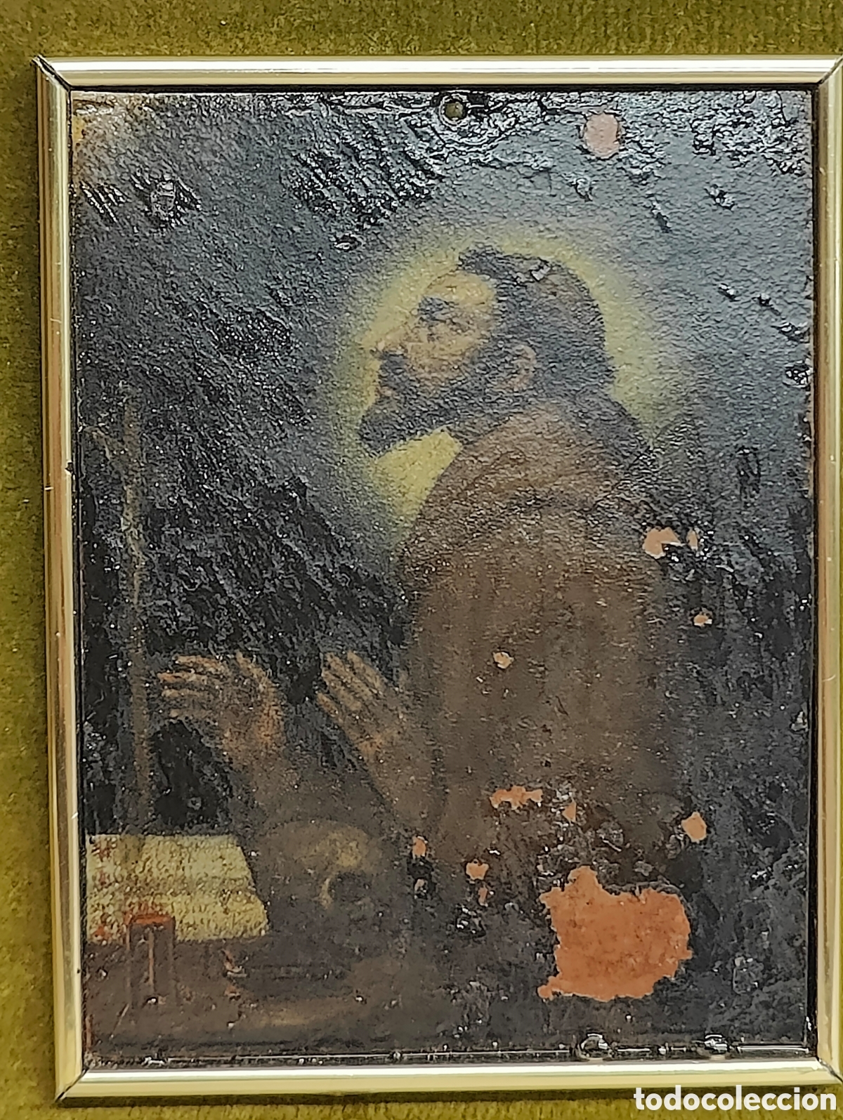 Arte: ANTIGUO OLEO SOBRE TABLA RELIGIOSO - Foto 5