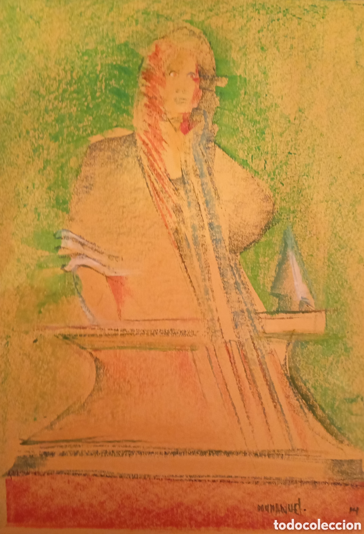 Arte: Pintura gallega t&eacute;cnica mixta ceras a color Manuel V&aacute;zquez Ribada (Os Peares, Orense 1957-2023)