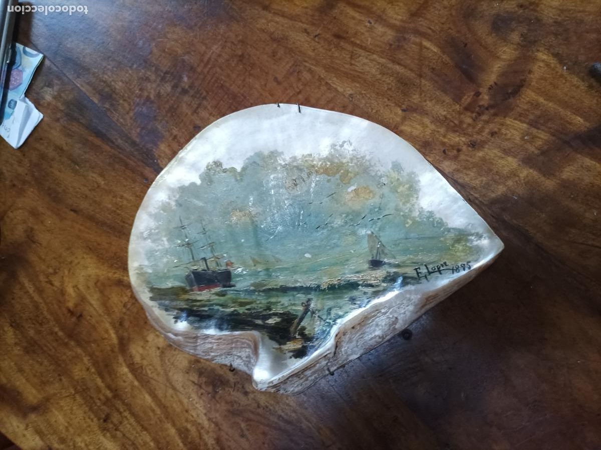 Arte: Oleo sobre concha . s. XIX . - Foto 3