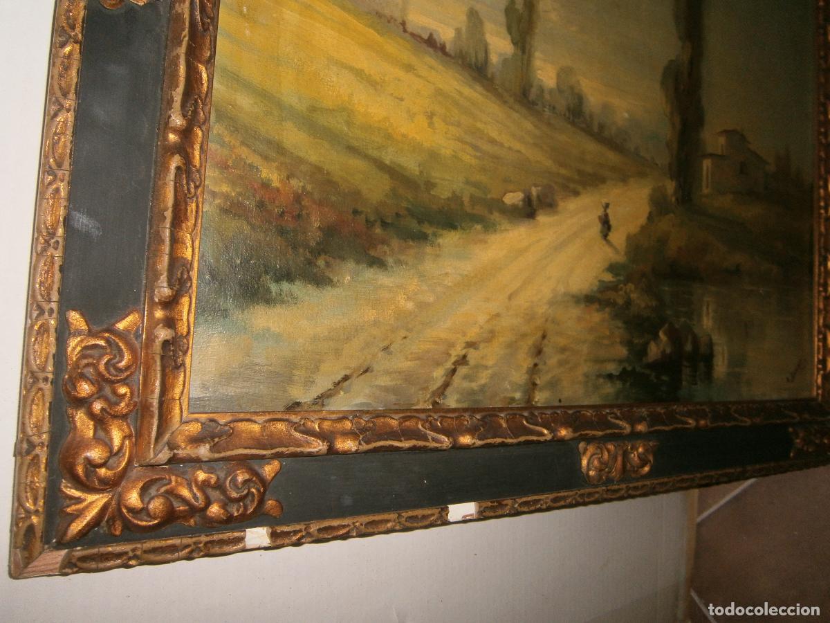 Arte: ANTIGUO LIENZO 1923 CON MARCO DE EPOCA - Foto 4