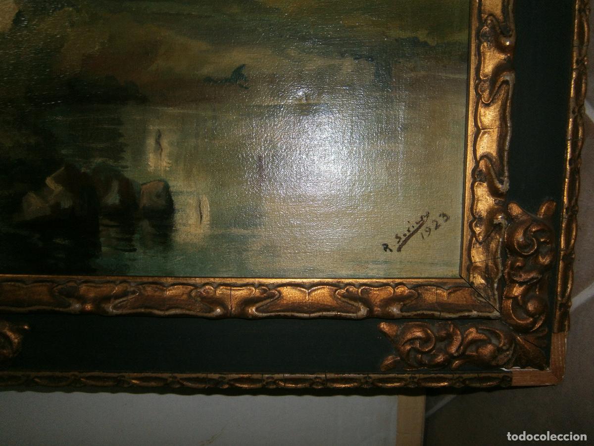 Arte: ANTIGUO LIENZO 1923 CON MARCO DE EPOCA - Foto 6