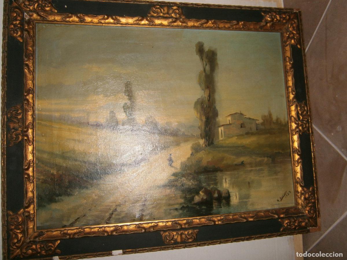 Arte: ANTIGUO LIENZO 1923 CON MARCO DE EPOCA - Foto 1