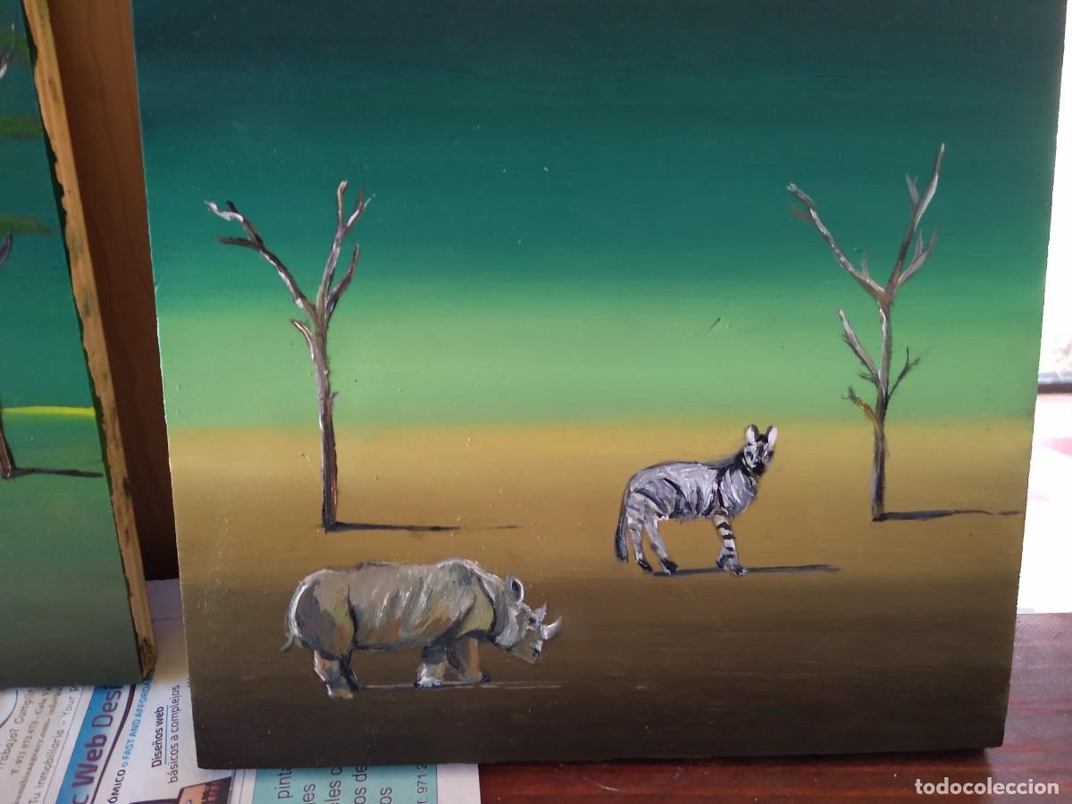 Arte: cuadro animales sobre madera - Foto 2