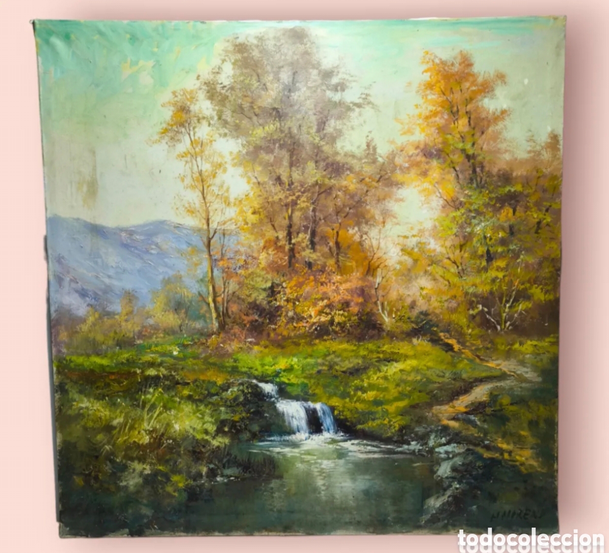 Arte: Antiguo paisaje con riachuelo
