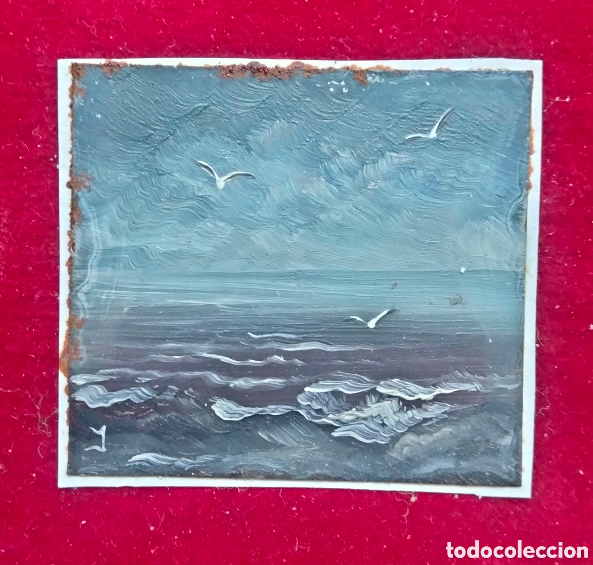 Arte: &Oacute;leo miniatura. Preciosismo. 4 cms - Foto 2