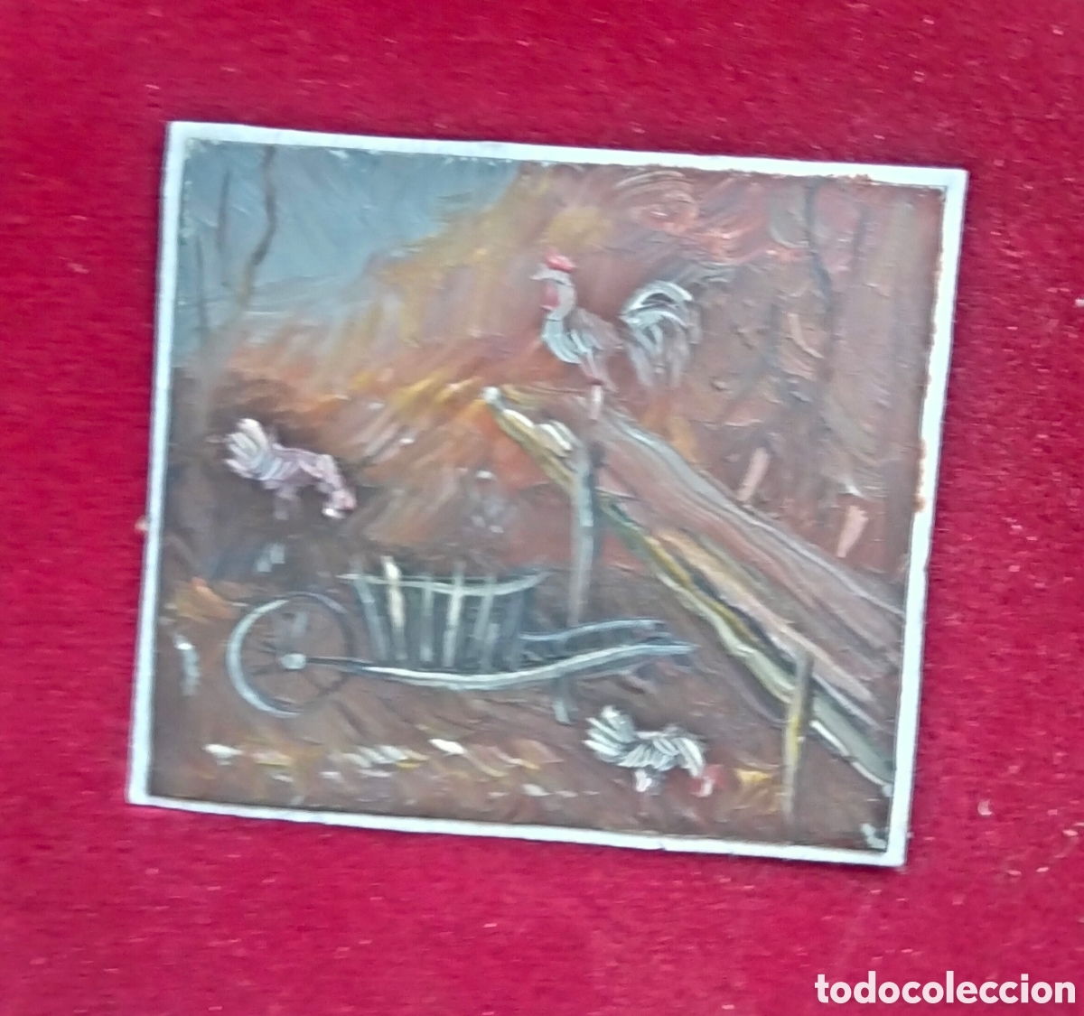Arte: &Oacute;leo miniatura. Preciosismo. 4 cms - Foto 2