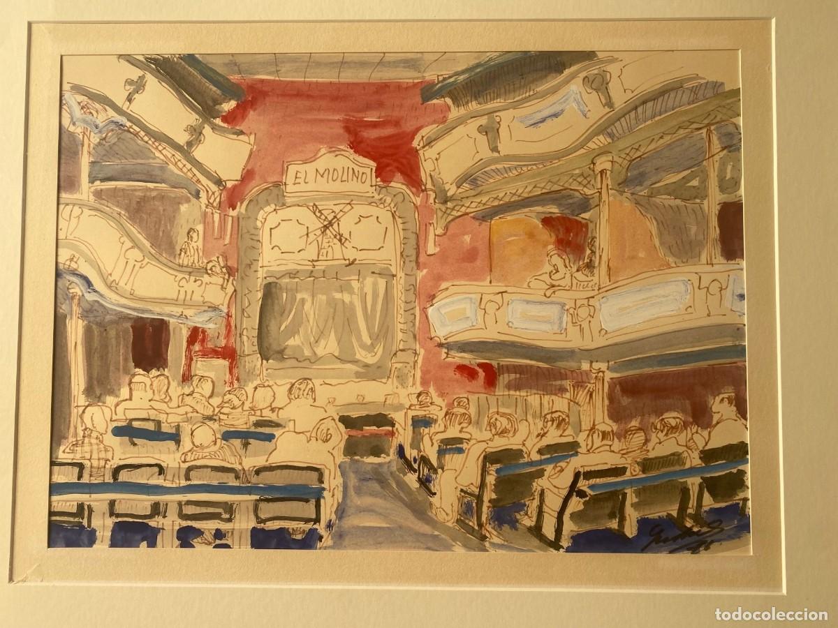 Kunst: TEATRO EL MOLINO ROJO DE CARLOS NADAL FARRERAS (T&eacute;cnica mixta sobre papel)