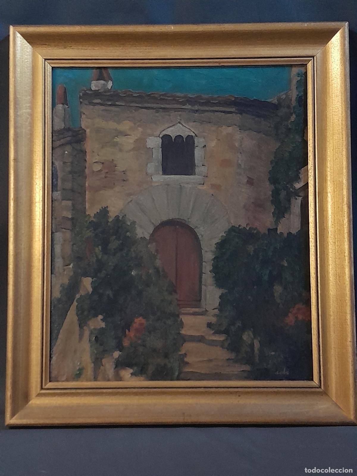 Arte: C-1797. FIRMADO. &Oacute;LEO SOBRE LIENZO. ESCENA ARQUITECT&Oacute;NICA RURAL. FINALES S.XX