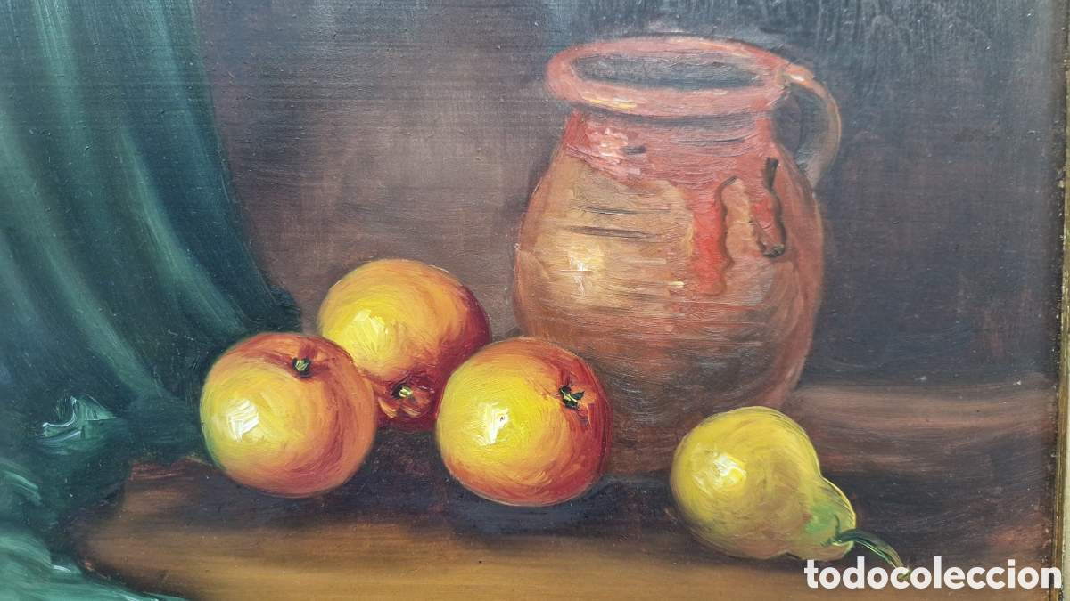 Arte: Oleo ,bodeg&oacute;n jarra con manzanas - Foto 2