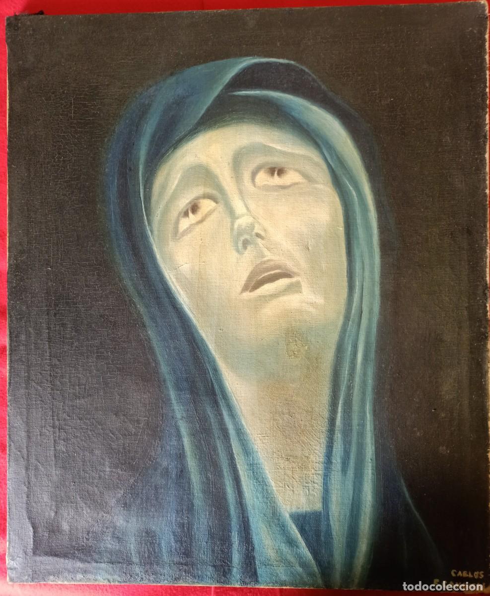 Arte: Oleo sobre lienzo ,de virgen. - Foto 1