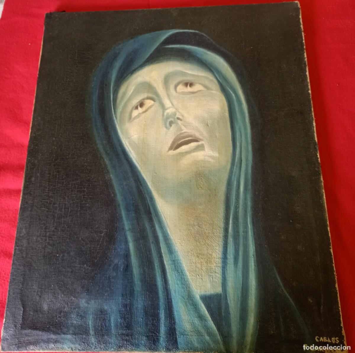 Arte: Oleo sobre lienzo ,de virgen. - Foto 3