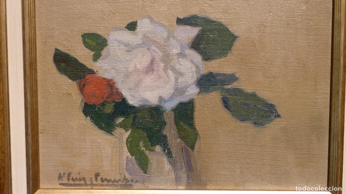 Arte: Puig Perucho, flor.. Oleo/lienzo - Foto 1
