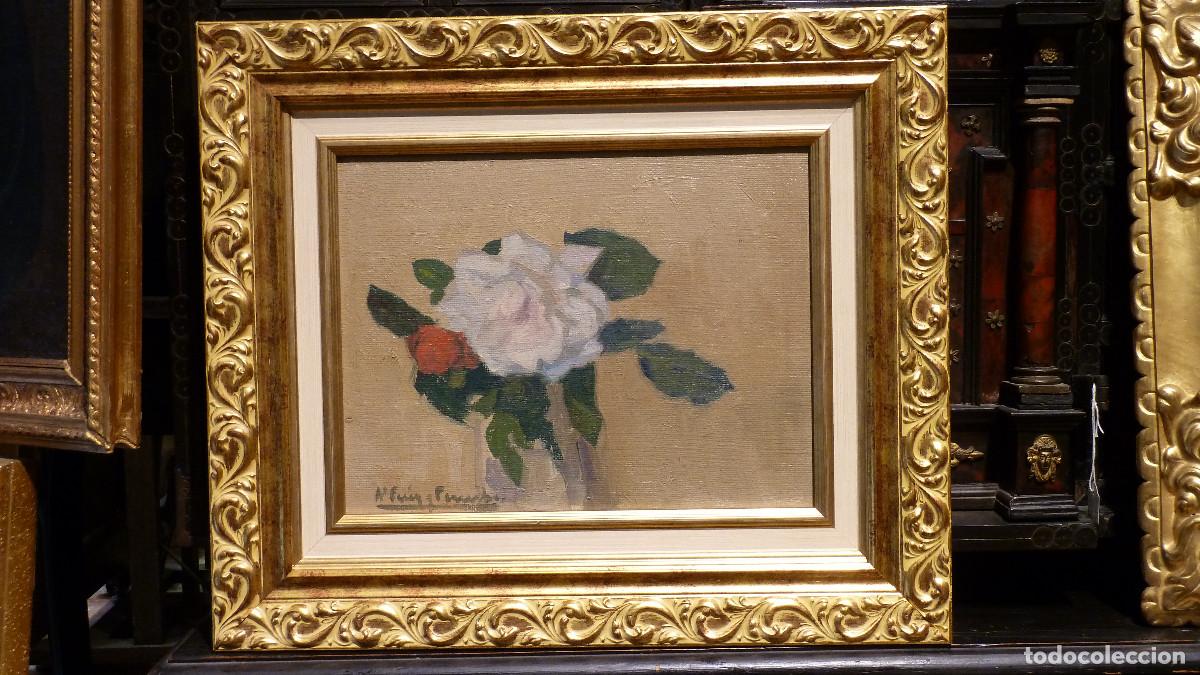 Arte: Puig Perucho, flor.. Oleo/lienzo - Foto 2