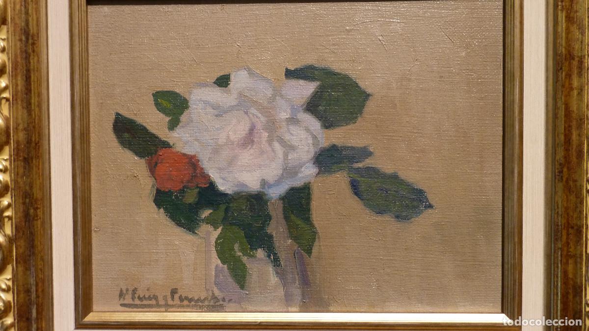 Arte: Puig Perucho, flor.. Oleo/lienzo - Foto 3