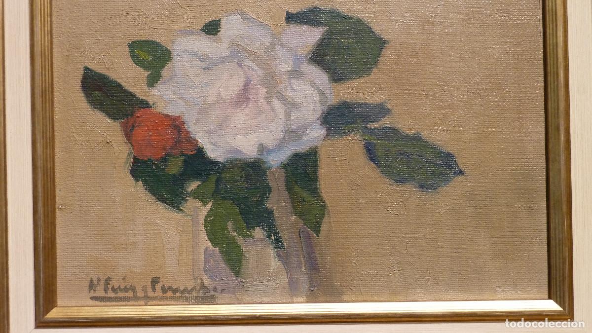 Arte: Puig Perucho, flor.. Oleo/lienzo - Foto 4