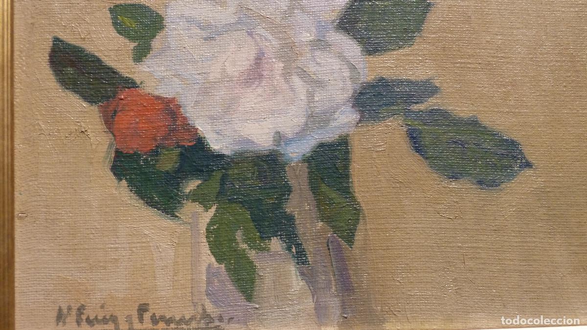 Arte: Puig Perucho, flor.. Oleo/lienzo - Foto 6