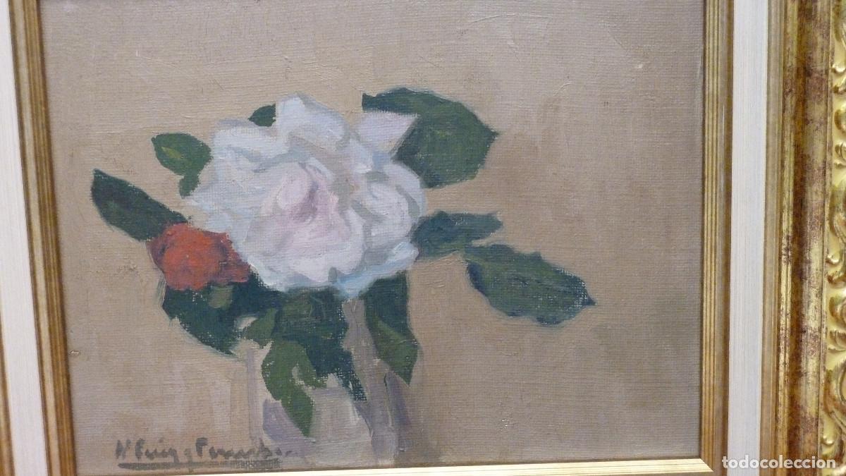 Arte: Puig Perucho, flor.. Oleo/lienzo - Foto 8