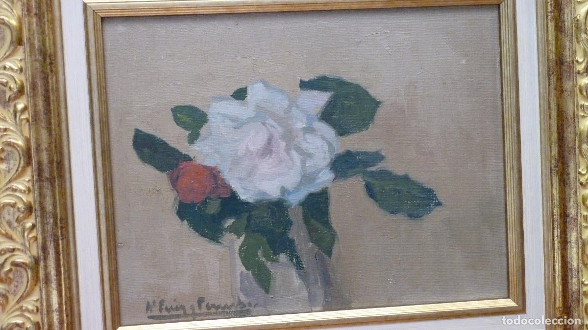 Arte: Puig Perucho, flor.. Oleo/lienzo - Foto 9