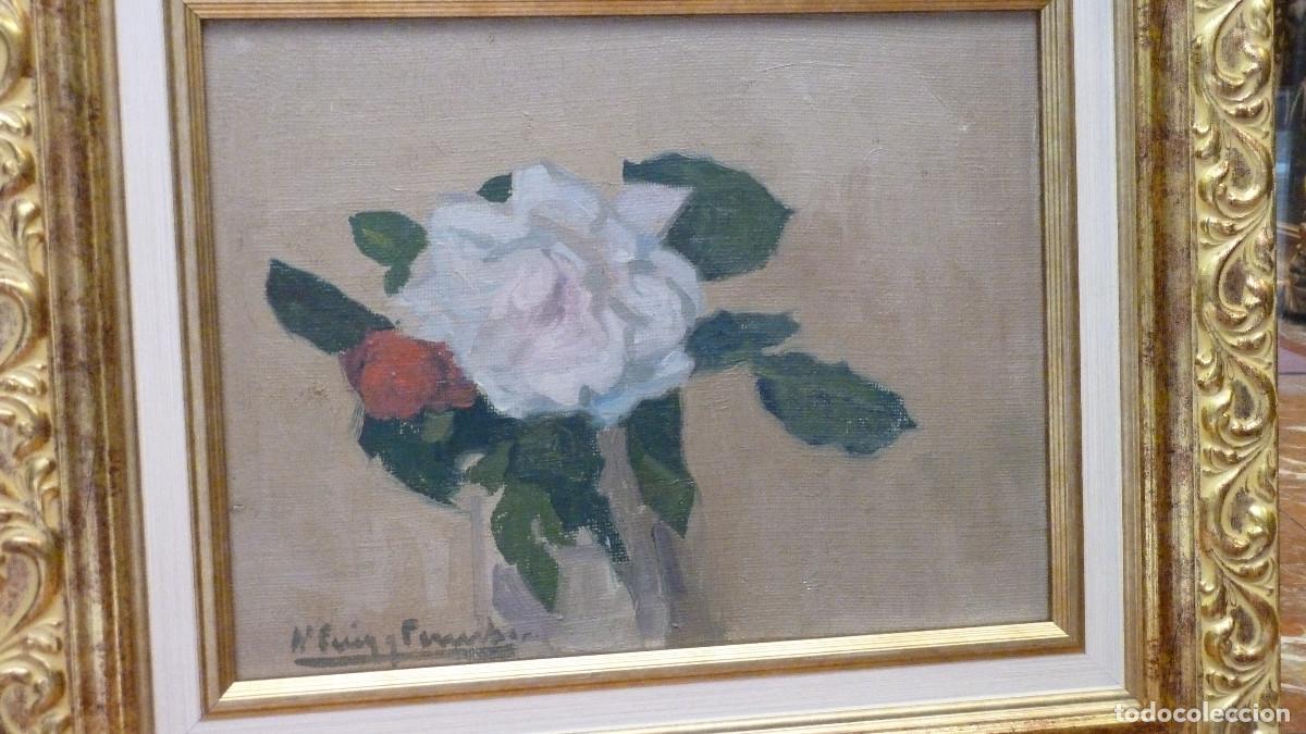 Arte: Puig Perucho, flor.. Oleo/lienzo - Foto 11