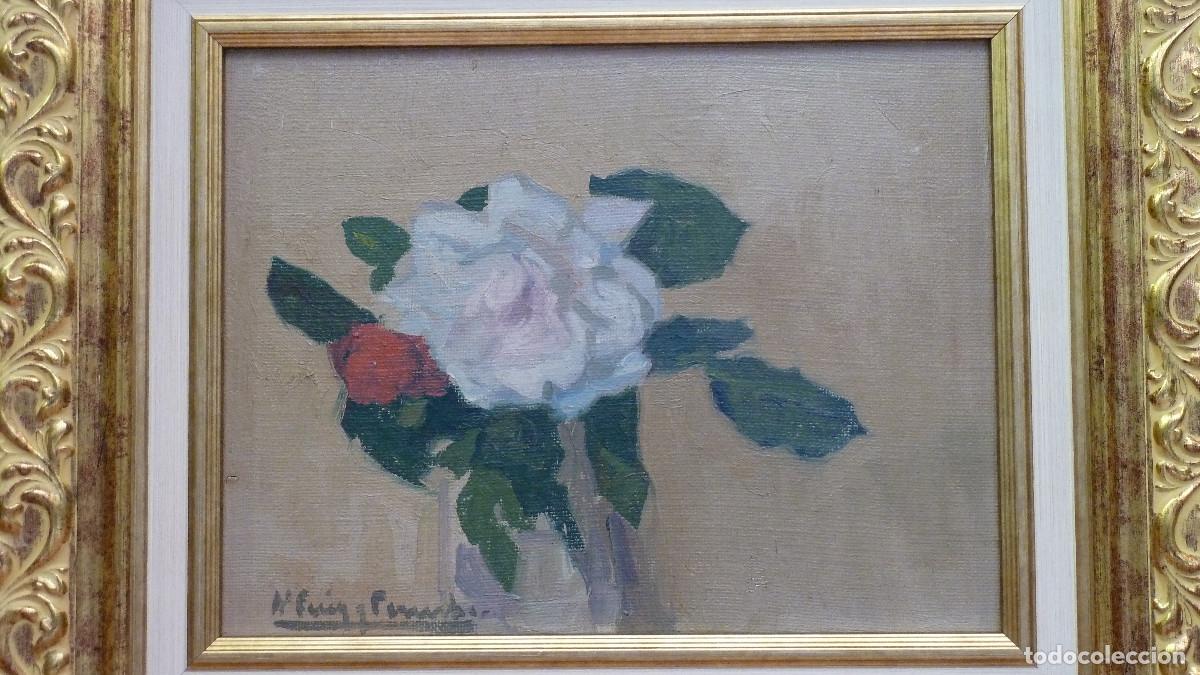 Arte: Puig Perucho, flor.. Oleo/lienzo - Foto 12