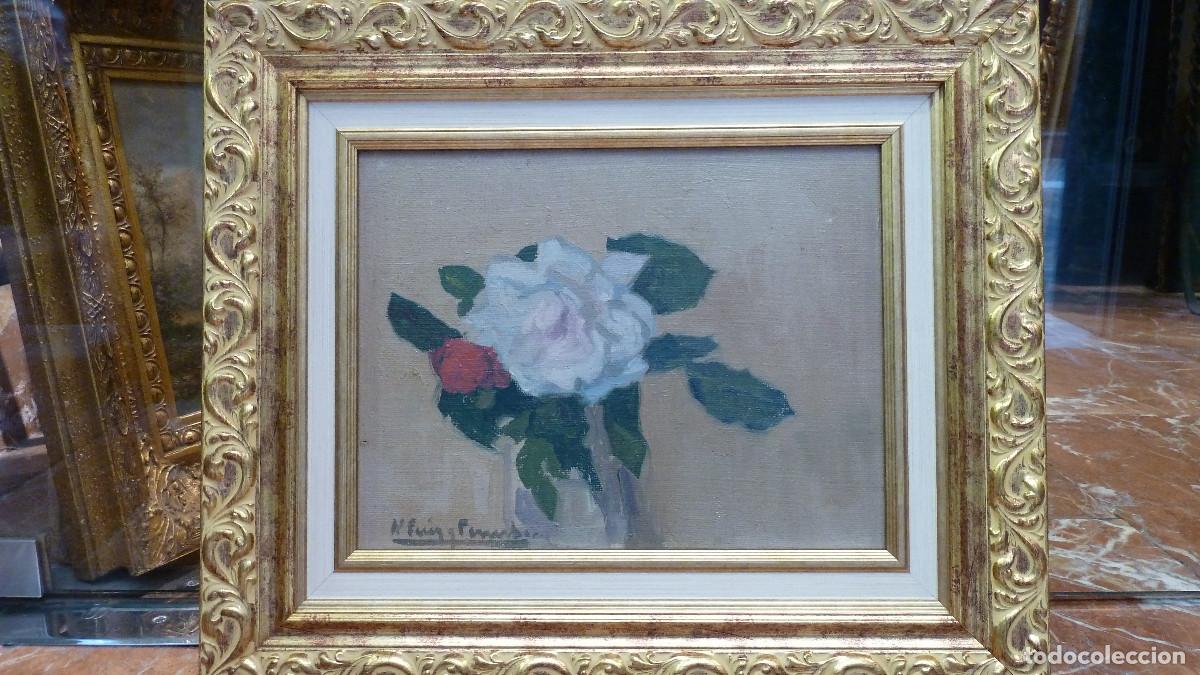 Arte: Puig Perucho, flor.. Oleo/lienzo - Foto 13