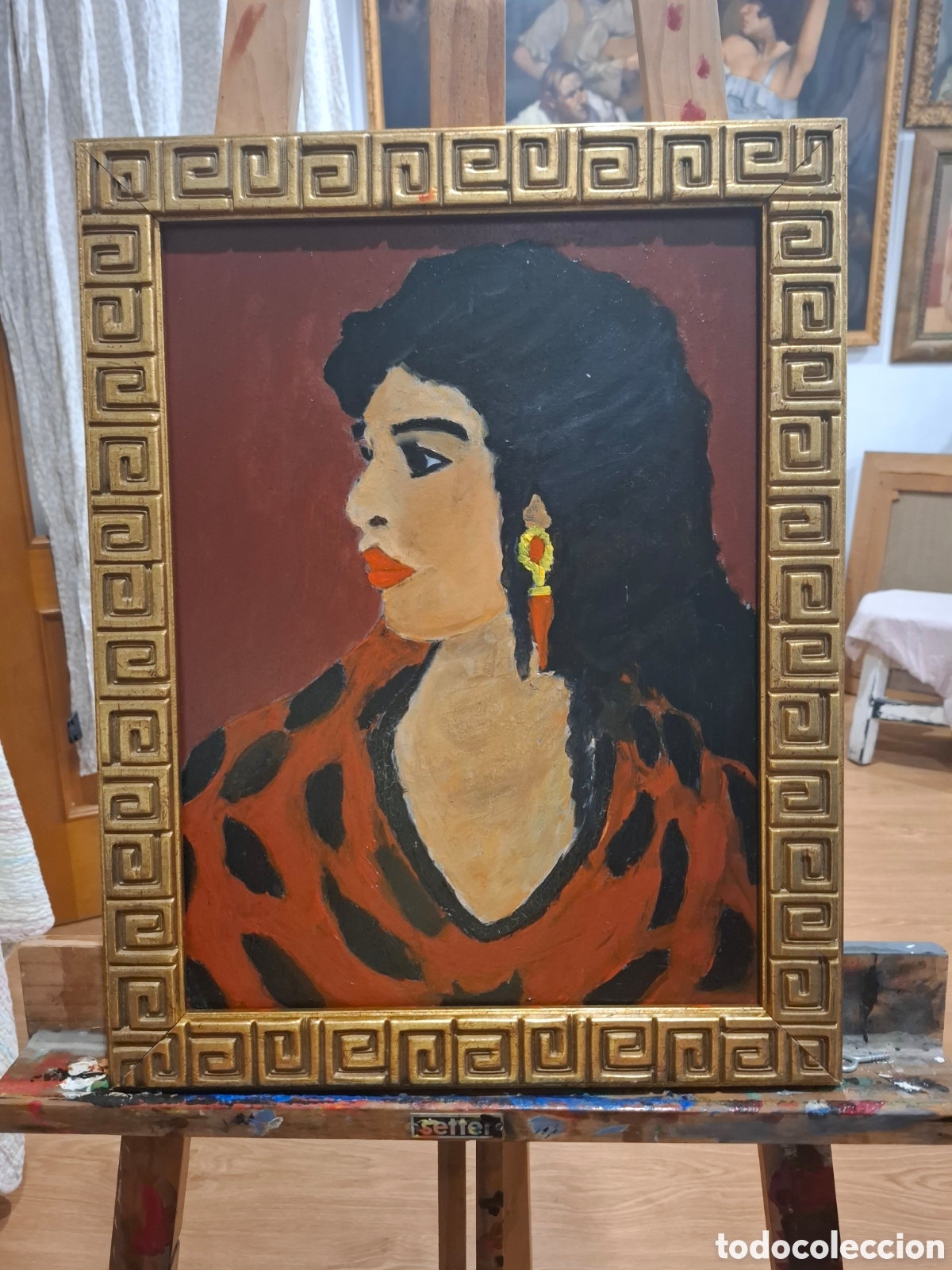 Arte: Oleo sobre tabla 47x37 rostro de mujer - Foto 1