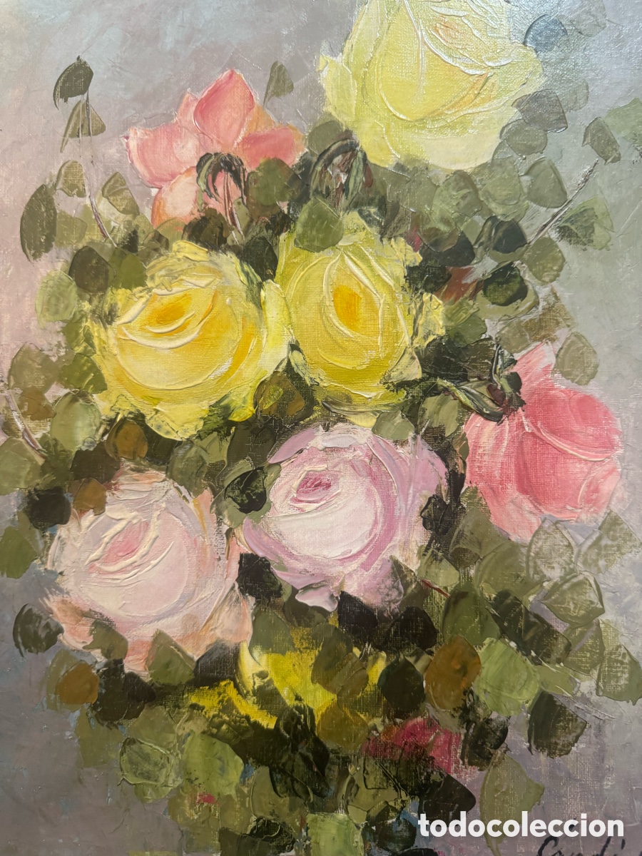 Arte: Bodeg&oacute;n flores oleo sobre lienzo - Foto 2