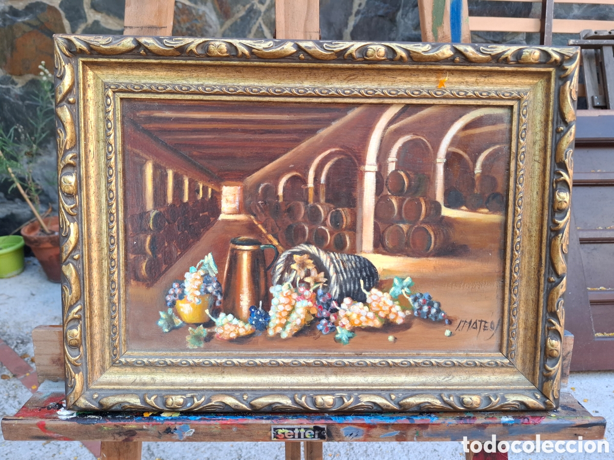 Arte: Oleo sobre tabla bodegon 34x23 total42x31 - Foto 1