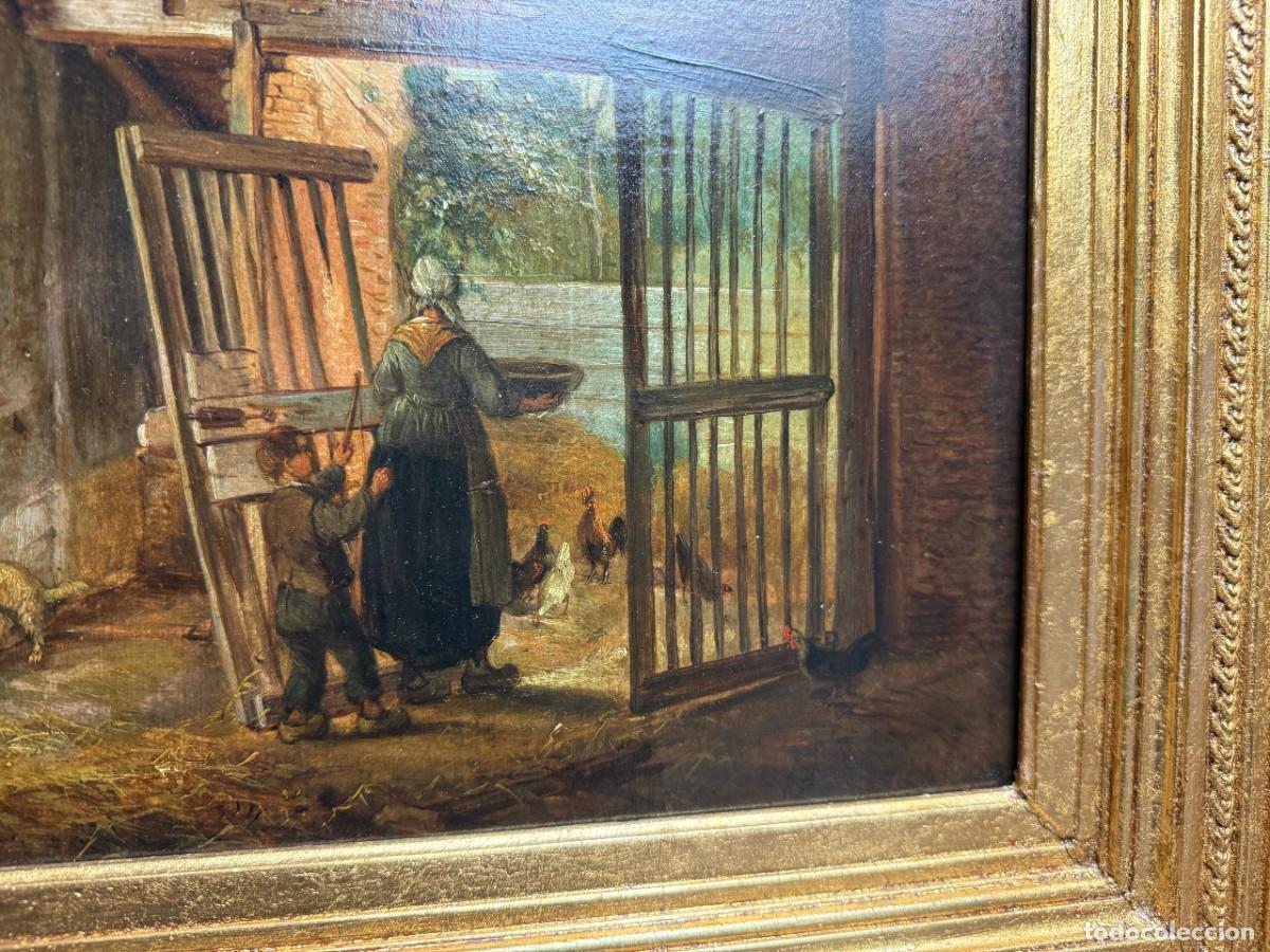 Arte: &Oacute;leo sobre panel de caoba S. XIX - Foto 2
