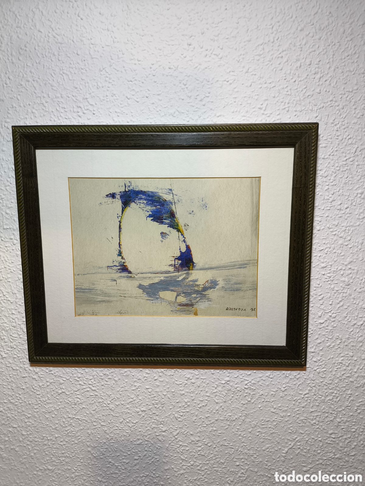 Arte: Cuadro composici&oacute;n abstracta en azul &ndash; T&eacute;cnica mixta (1972) - Foto 2