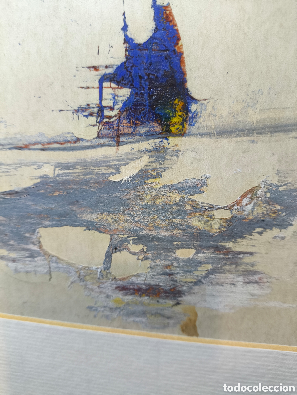 Arte: Cuadro composici&oacute;n abstracta en azul &ndash; T&eacute;cnica mixta (1972) - Foto 10