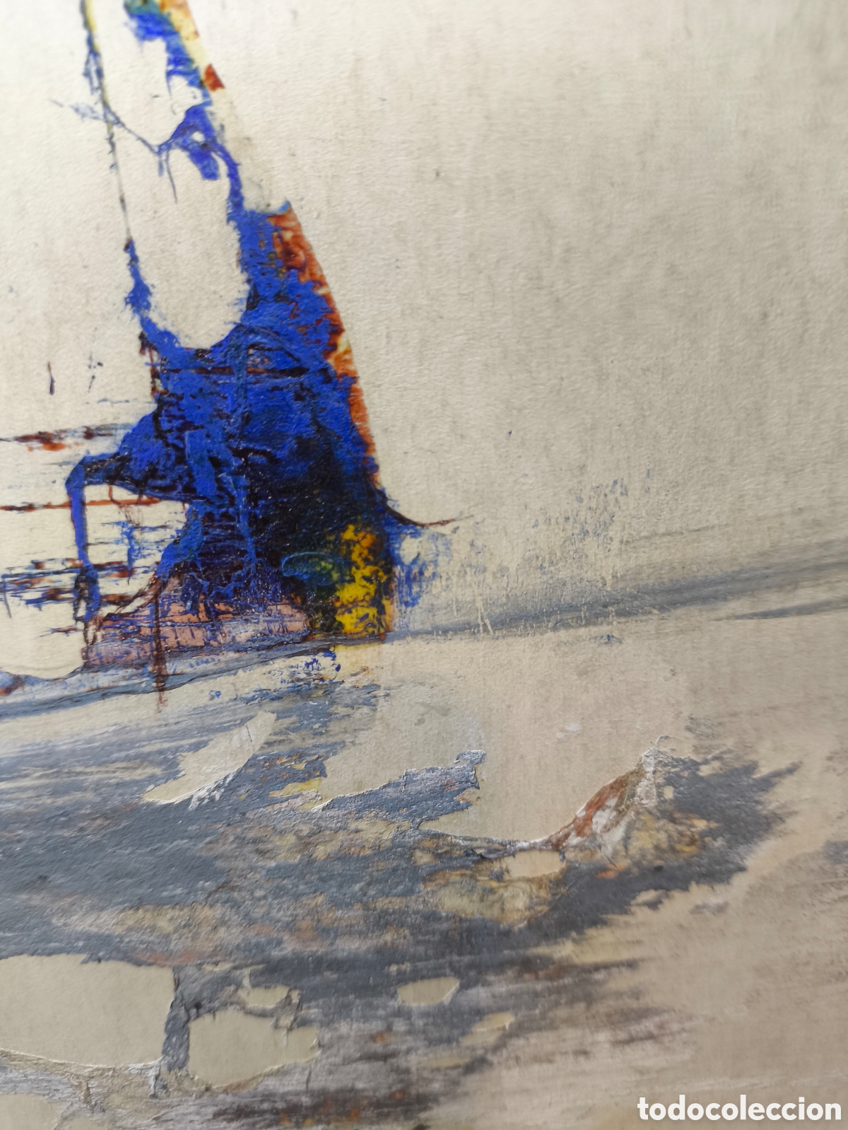 Arte: Cuadro composici&oacute;n abstracta en azul &ndash; T&eacute;cnica mixta (1972) - Foto 14