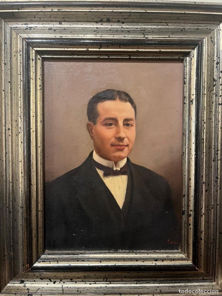 Arte: Retrato de caballero firmado por Cersa, &oacute;leo/ tabla, 20 x 15 cm