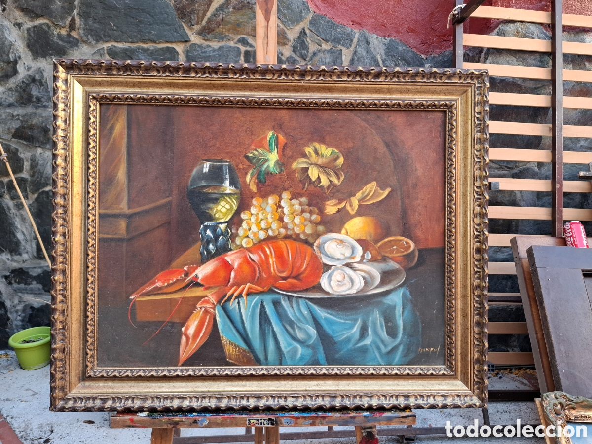Arte: Bodeg&oacute;n oleo sobre lienzo 60x45 total 73x58 - Foto 1