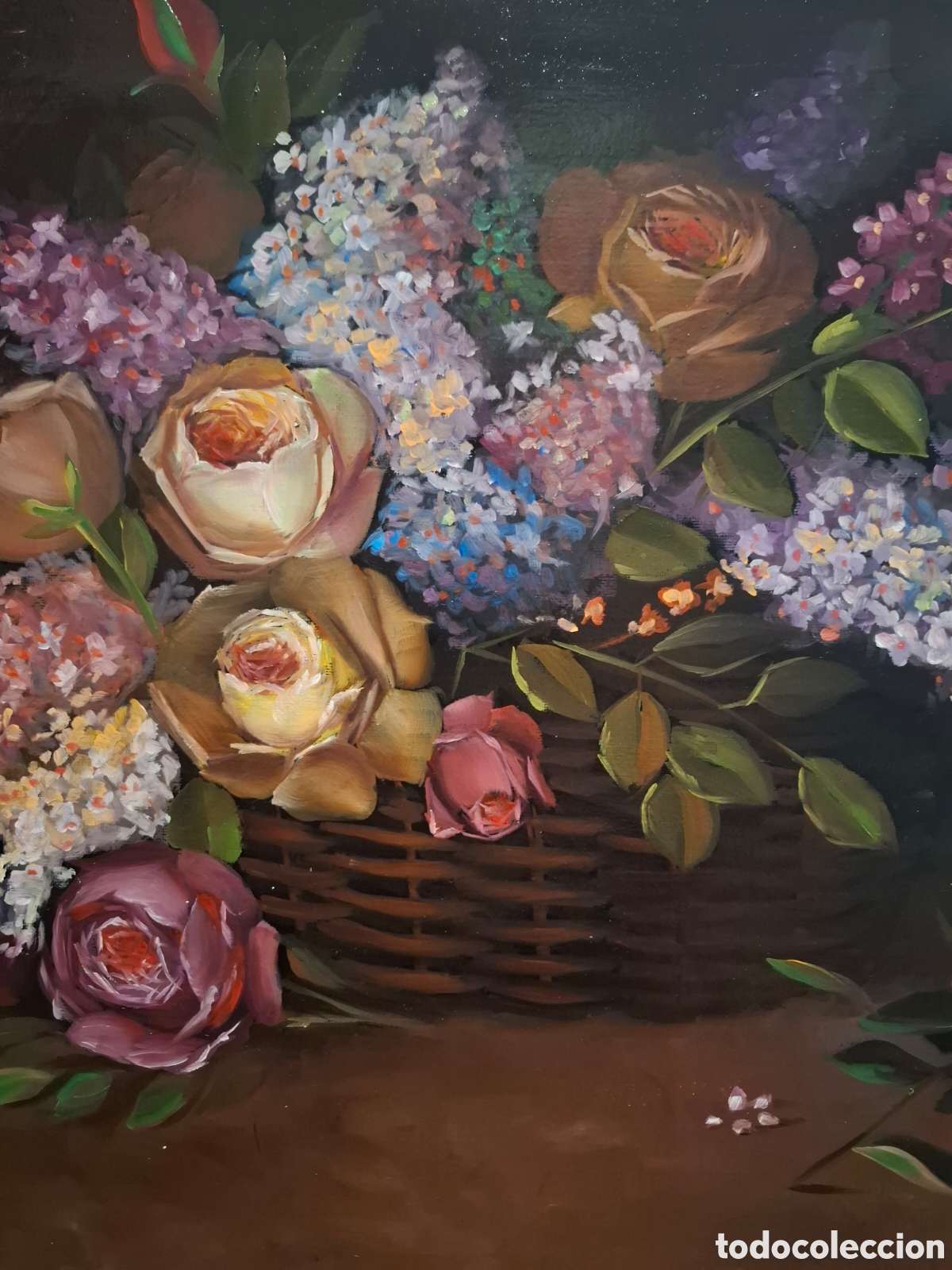Arte: Oleo sobre lienzo bodegon de flores 55x46 - Foto 2